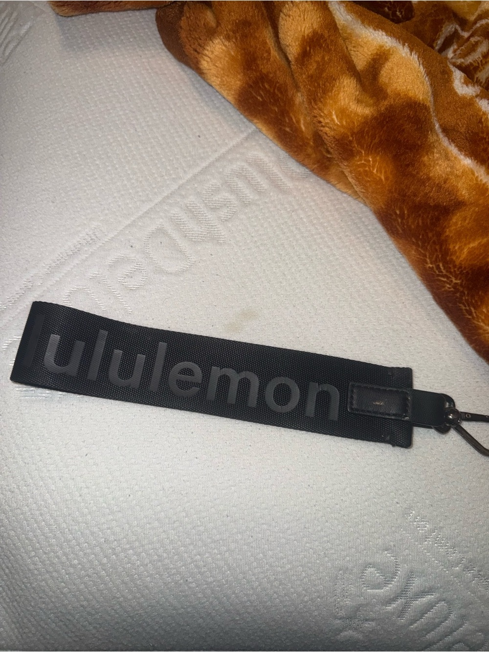 lululemon athletica Black Logo Wrist Strap Key Holder